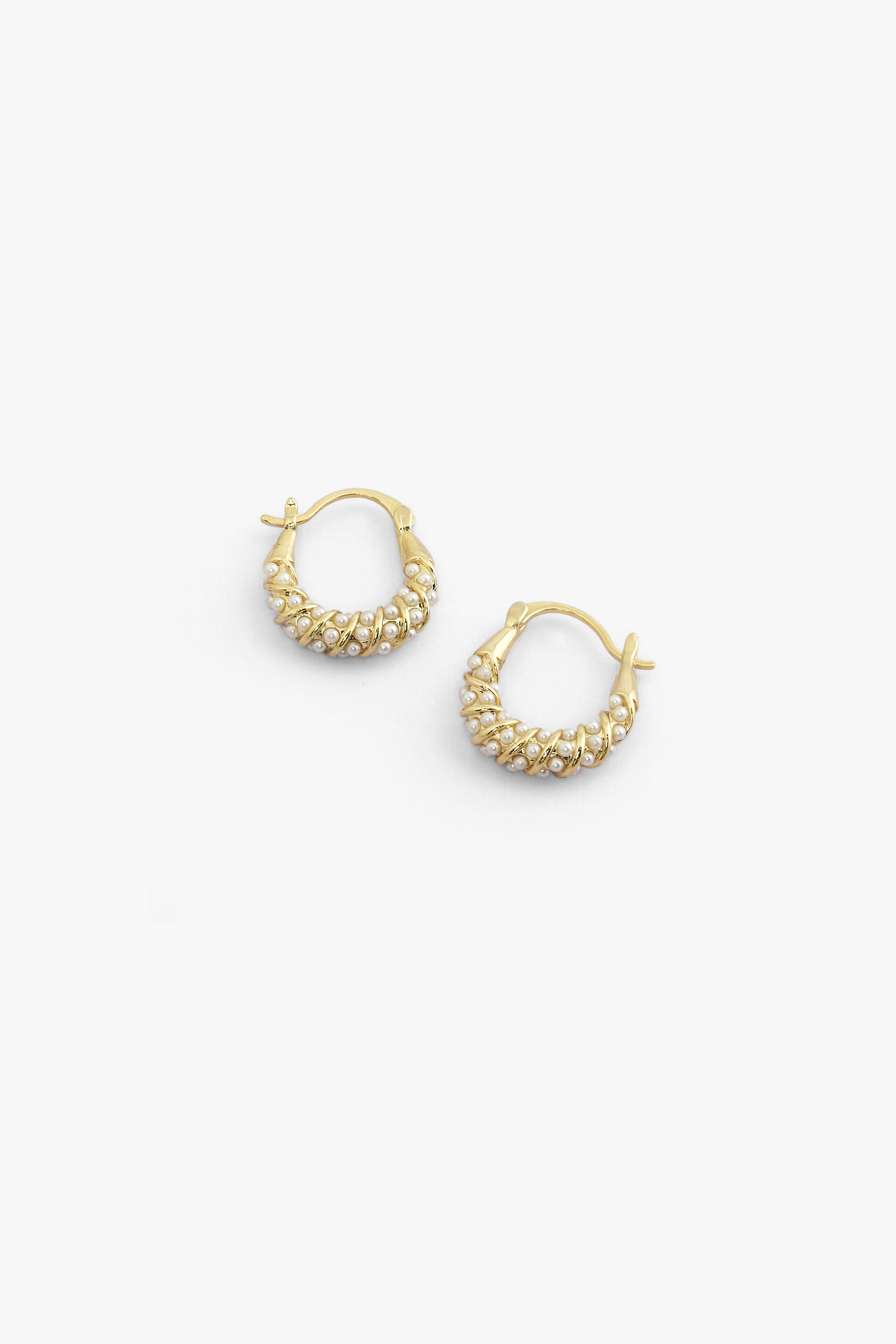 Encrusted Pearl Hoops, , image 3